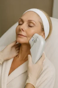 Woman receiving HIFU non surgical facelift treatment Thatcham